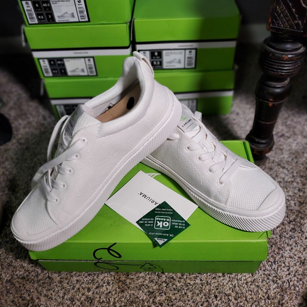 Women's Size 9.5 CARIUMA IBI Low Off-White Bamboo Knit Sneaker Unisex - Picture 4 of 4
